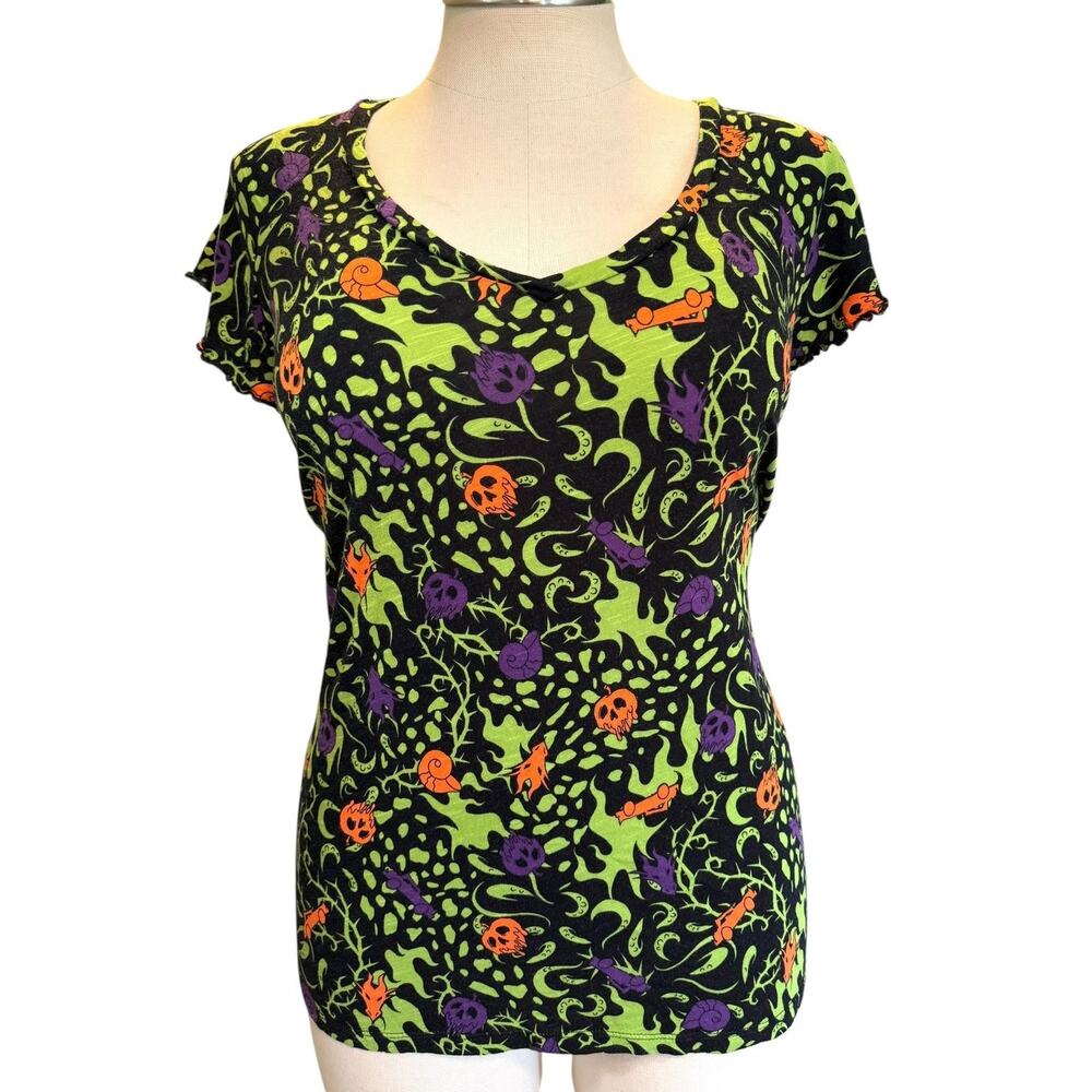 Torrid Plus Size 2 Disney Villains Logos Splatter T Shirt Poison Apple Ursula 2X